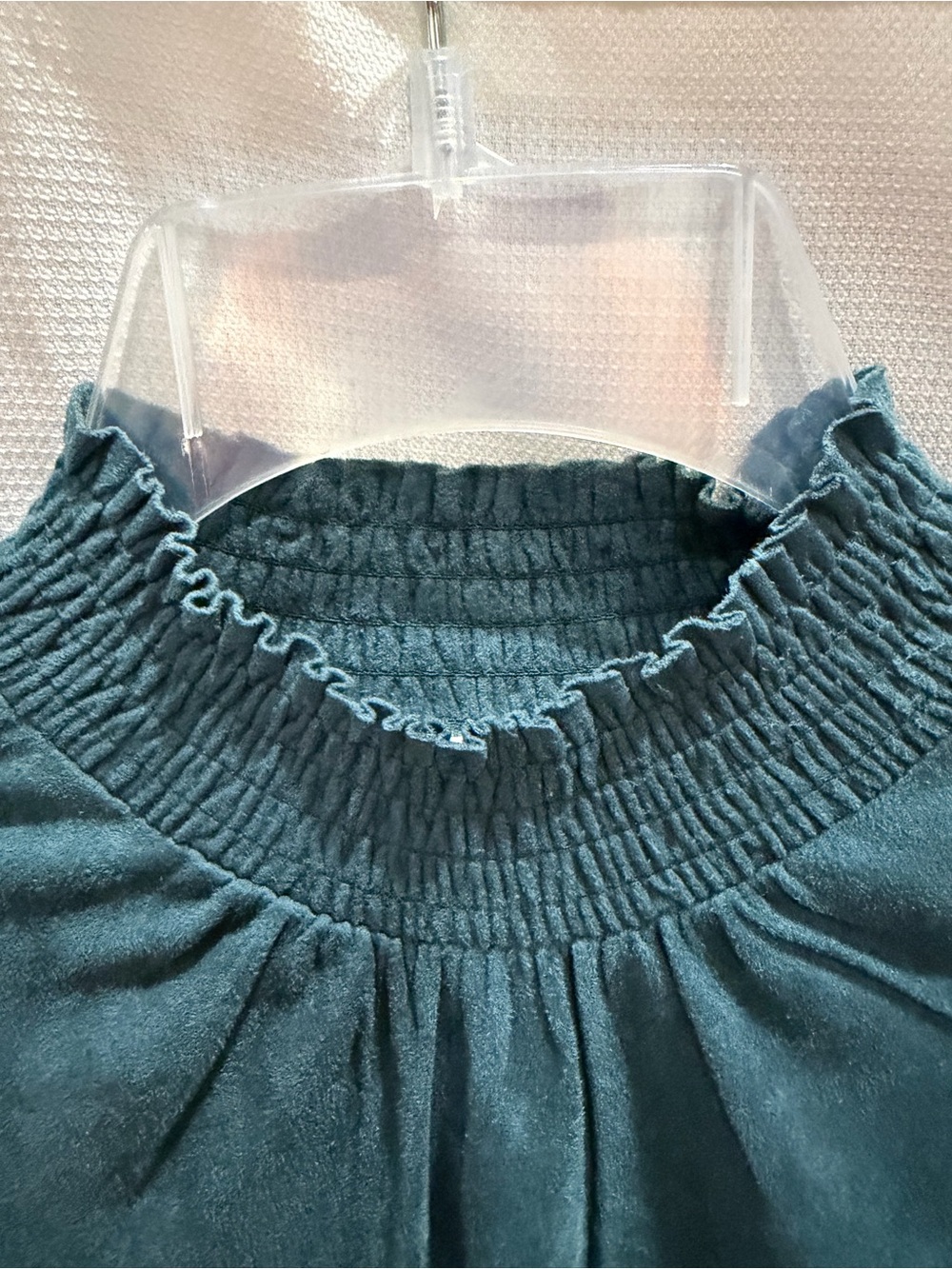 THML Teal Suede like Mock Turtleneck Blouse with Long puff sleeve. Women’s S - Picture 4 of 8